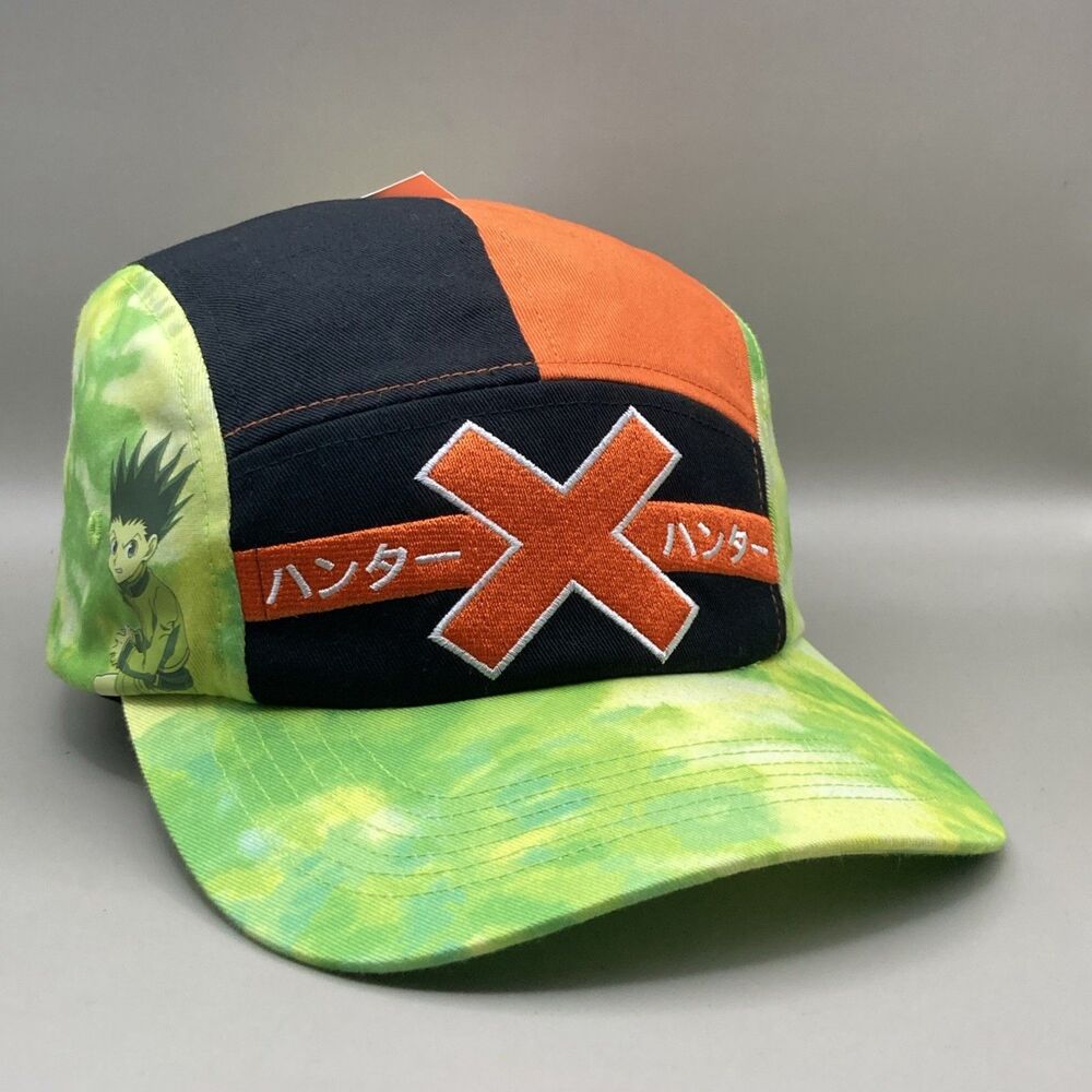 New! Hunter X Hunter Anime 5 Panel Adjustable Hat Cap Green Black